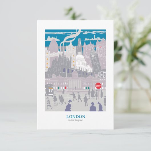 London Skyline Bedankkaart (Staand voorkant)