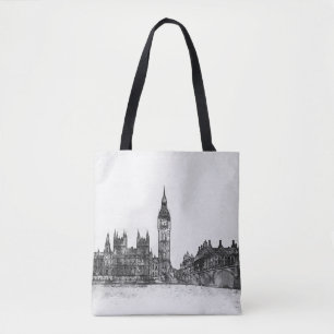 London Skyline Black & White Canvas tas