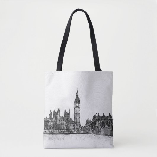 London Skyline Black & White Canvas tas (Voorkant)