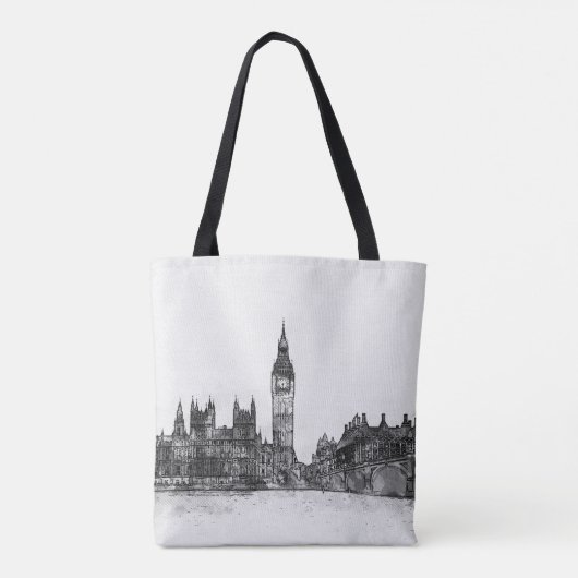 London Skyline Black & White Canvas tas (Achterkant)