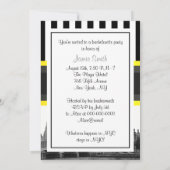 London Skyline BW Blk Wht Strp Ylo P Bachelorette Kaart (Achterkant)