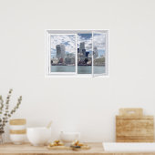 London Skyline City Uitzicht Fake Window Poster (Keuken)