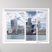 London Skyline City Uitzicht Fake Window Poster (Voorkant)
