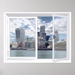 London Skyline City Uitzicht Fake Window Poster