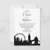 London Skyline Cityscape Wedding Invitation Kaart (Voorkant)