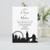 London Skyline Cityscape Wedding Invitation Kaart (Staand voorkant)