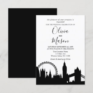 London Skyline Cityscape Wedding Invitation Kaart