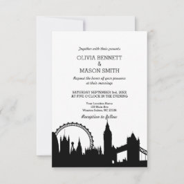 London Skyline Cityscape Wedding Invitation Kaart