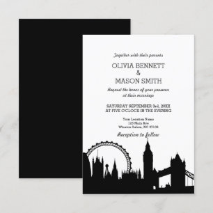 London Skyline Cityscape Wedding Invitation Kaart