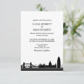 London Skyline Cityscape Wedding Invitation Kaart (Staand voorkant)
