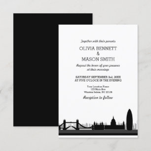 London Skyline Cityscape Wedding Invitation Kaart
