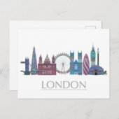 London Skyline Colored Buildings Briefkaart (Voorkant / Achterkant)