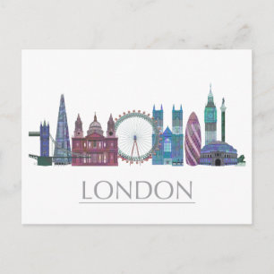 London Skyline Colored Buildings Briefkaart