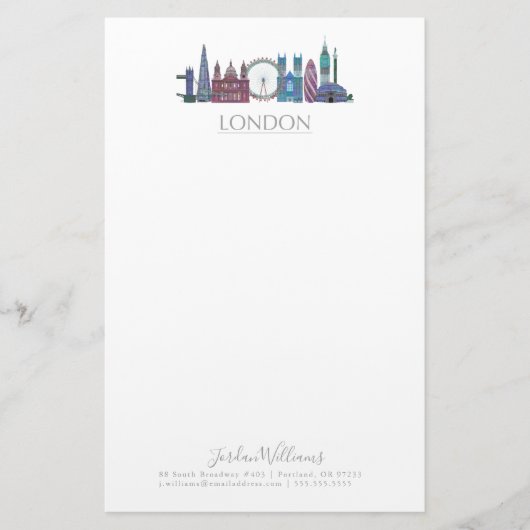 London Skyline Colored Buildings Briefpapier (Voorkant)