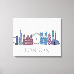 London Skyline Colored Buildings Canvas Afdruk