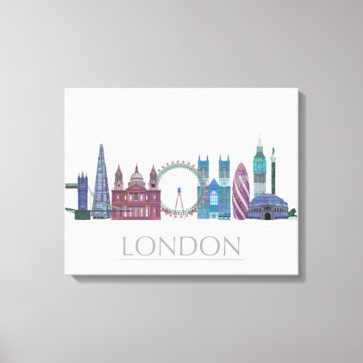 London Skyline Colored Buildings Canvas Afdruk (Voorkant)