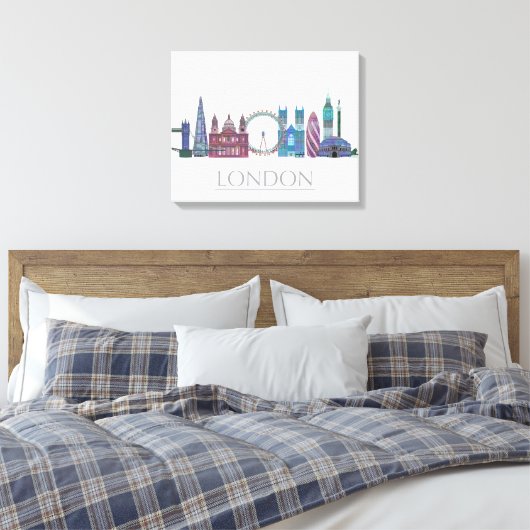 London Skyline Colored Buildings Canvas Afdruk (Insitu (Slaapkamer))