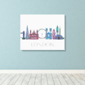 London Skyline Colored Buildings Canvas Afdruk (Insitu (Houten vloer))
