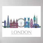 London Skyline Colored Buildings Poster (Voorkant)