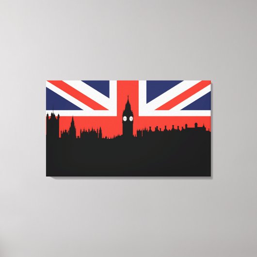 London Skyline | De Britse vlag Canvas Afdruk (Voorkant)