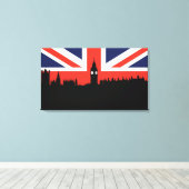 London Skyline | De Britse vlag Canvas Afdruk (Insitu (Houten vloer))