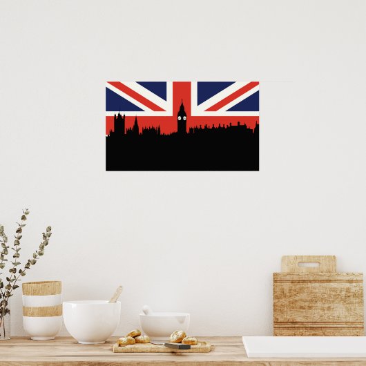 London Skyline | De Britse vlag Poster (Keuken)