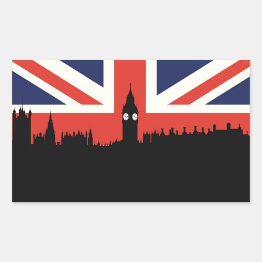 London Skyline | De Britse vlag Rechthoekige Sticker (Voorkant)