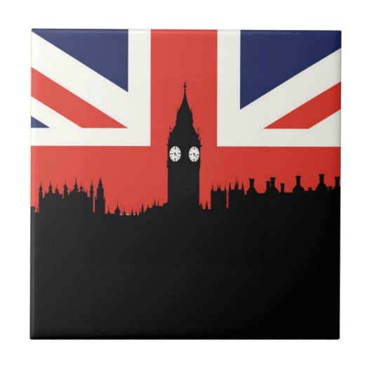 London Skyline | De Britse vlag Tegeltje (Voorkant)