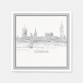 London Skyline en Big Ben en Tower Bridge Sketch Servet (Voorkant)