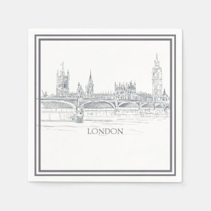 London Skyline en Big Ben en Tower Bridge Sketch Servet
