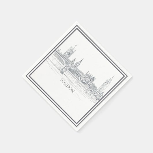 London Skyline en Big Ben en Tower Bridge Sketch Servet (Hoek)