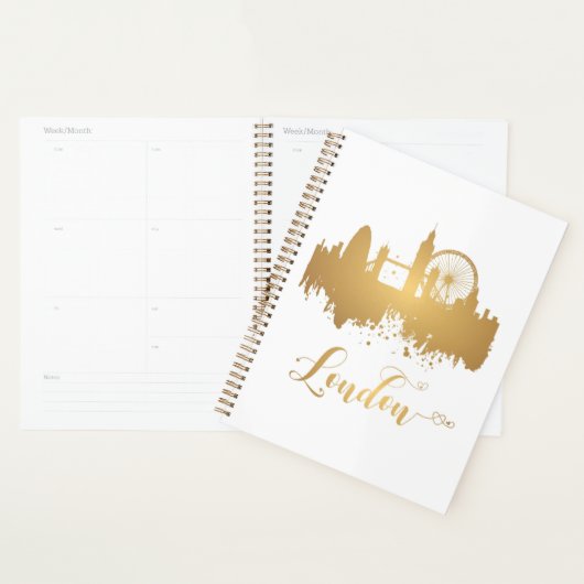 London Skyline Gold Map City England Europe Planner (Display)