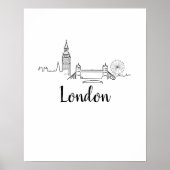 London Skyline Illustration Art Poster (Voorkant)
