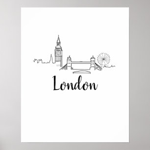 London Skyline Illustration Art Poster