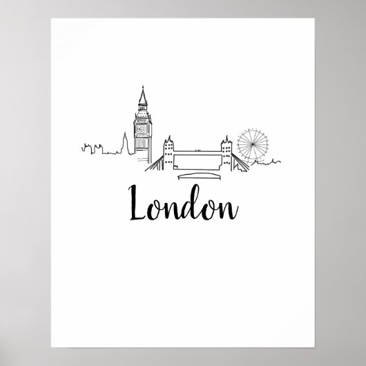 London Skyline Illustration Art Poster (Voorkant)