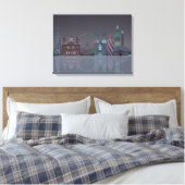 London Skyline Night Reflections Canvas Afdruk (Insitu (Slaapkamer))