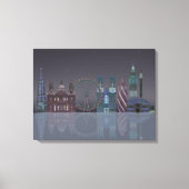 London Skyline Night Reflections Canvas Afdruk (Voorkant)