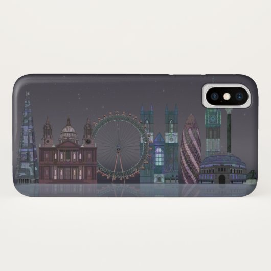 London Skyline Night Reflections Case-Mate iPhone Case (Achterkant (horizontaal))