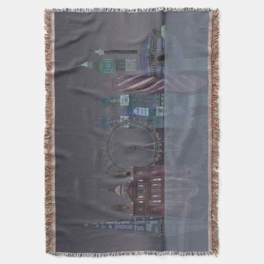 London Skyline Night Reflections Deken (Voorkant Verticaal)