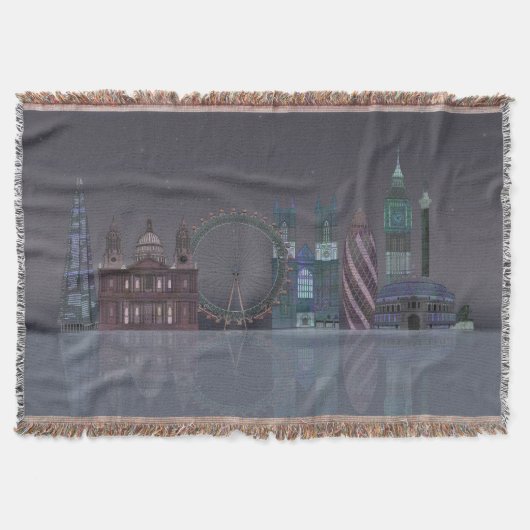 London Skyline Night Reflections Deken (Voorkant)