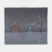 London Skyline Night Reflections Fleece Deken (Voorkant (Horizontaal))