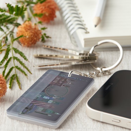 London Skyline Night Reflections Sleutelhanger (Voorkant Rechts)