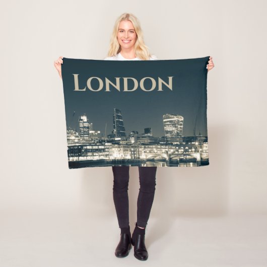 London Skyline Panorama Urban Souvenir Gift Fleece Deken (In situ)