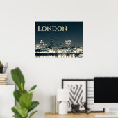 London Skyline Panorama Urban Souvenir Gift Poster (Thuiskantoor)