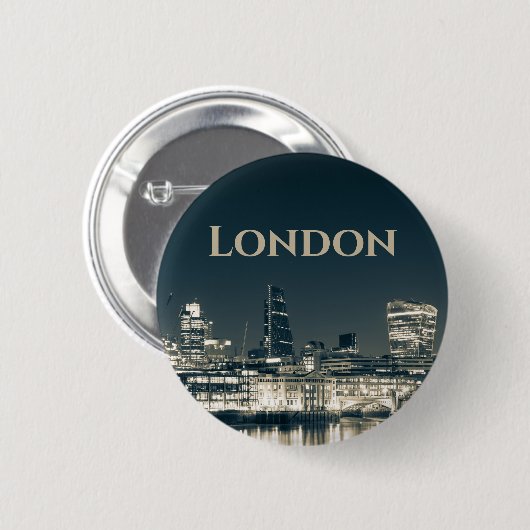 London Skyline Panorama Urban Souvenir Gift Ronde Button 5,7 Cm (Voorkant /achterkant)