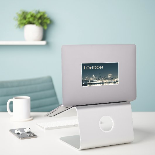 London Skyline Panorama Urban Souvenir Gift Sticker (Laptop op bureau)