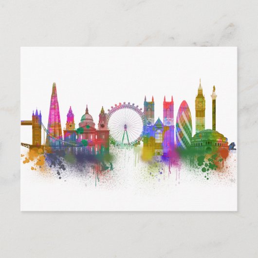 London Skyline - Rainbow Briefkaart (Voorkant)