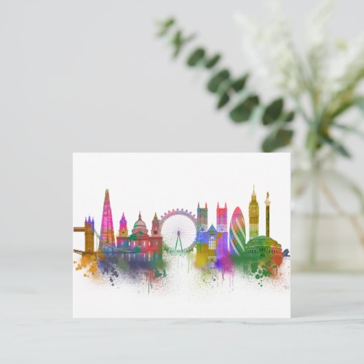 London Skyline - Rainbow Briefkaart (Staand voorkant)