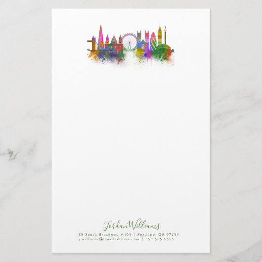 London Skyline - Rainbow Briefpapier (Voorkant)