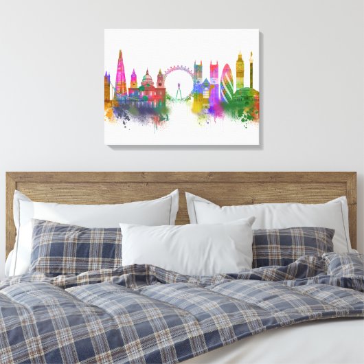 London Skyline - Rainbow Canvas Afdruk (Insitu (Slaapkamer))